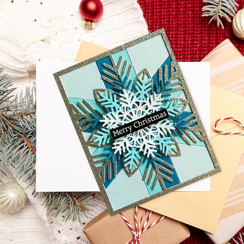 Lapoo Geometric Cutting Die for Scrapbooking - Durable, Cut Stencils for DIY Scrapbook Photo Album Decorative Paper Card, Card Making Supplies (Winter Snowflakes 5.3 x 4.1 in) - Image 1